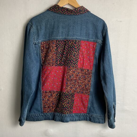 Denim and Co Womens Patchwork Denim Corduroy Jacket Large - Picture 3 of 11